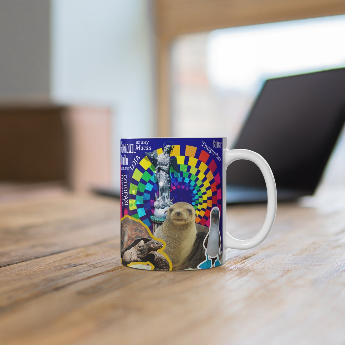 Colorful Ecuadorian Mug, Unique Coffee Cup, Travel Souvenir, Gift for Travelers, Cultural Keepsake, Fun Coffee Mug, Taza Ecuador