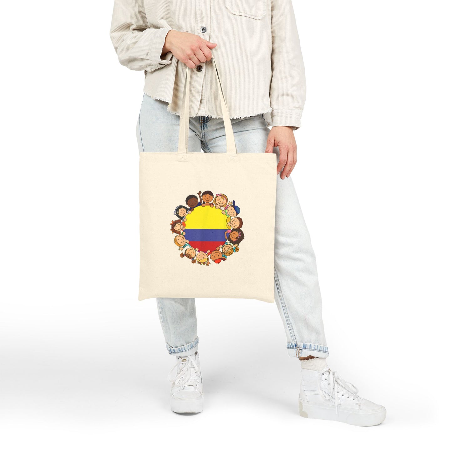 Colorful Colombia Kids Cotton Canvas Tote Bag, Eco-Friendly Shopper, Beach Tote, School Bag, Unique Gift for Kids