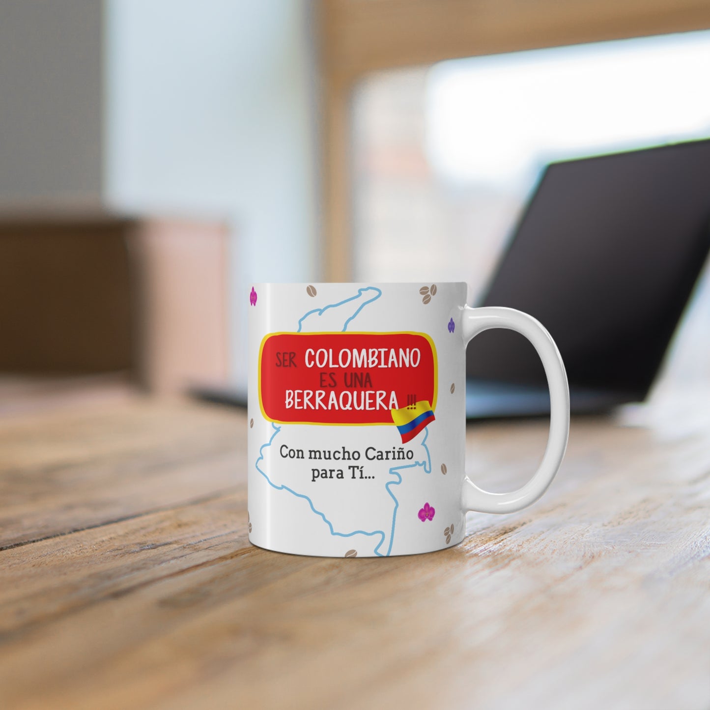 Colombian Coffee Mug, Fun Coffee Cup, Cute Gift for Coffee Lovers, Personalized Drinkware, Unique Kitchen Decor