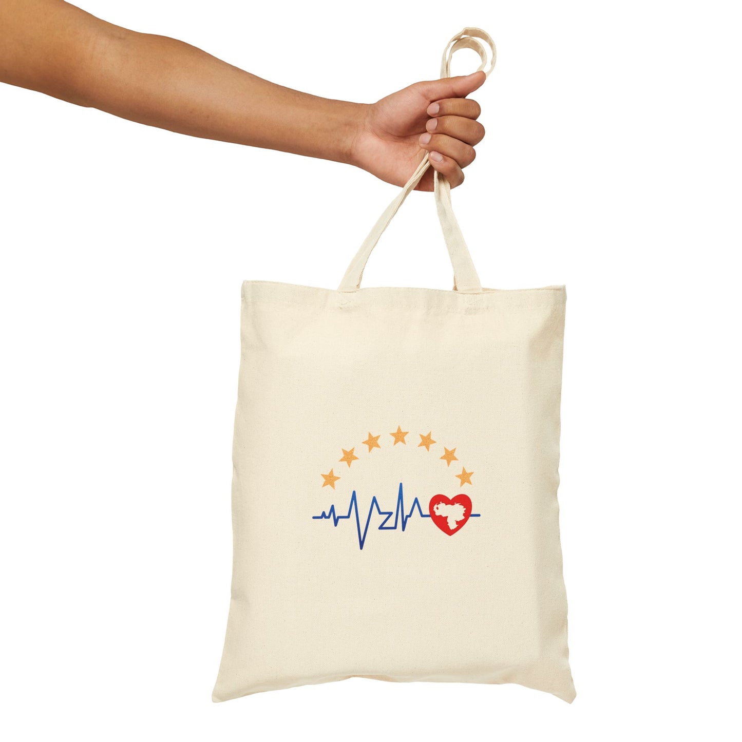 Heartbeat Love Cotton Canvas Tote Bag, Eco-Friendly Shopping Bag, Gym Bag, Gift for Her, Personalized Tote, Colombian Tote Bag