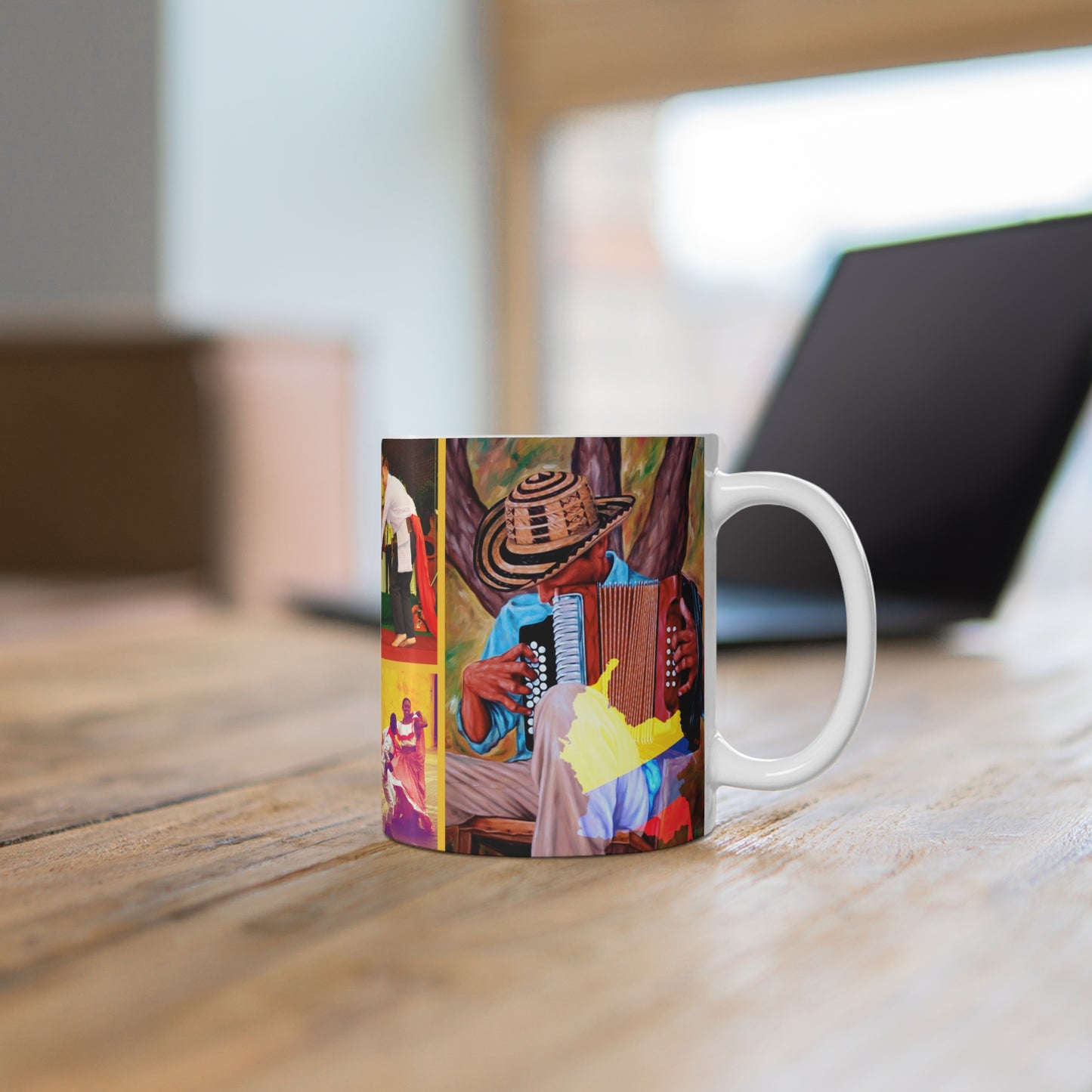 Colombian Culture Mug - 11oz Coffee Cup, Colorful Artwork, Perfect for Gift, Fiesta, Travel Souvenir, Colombia Lover