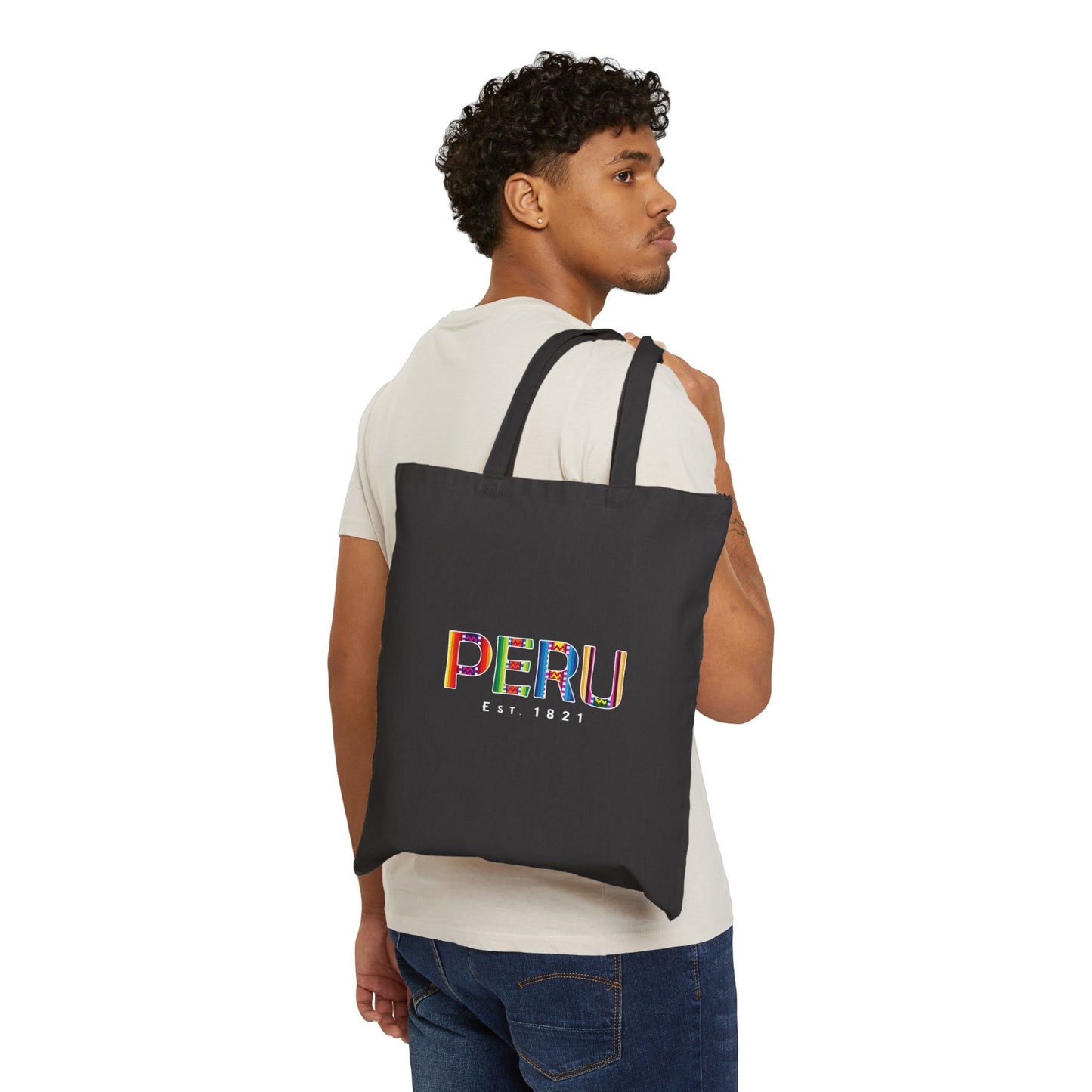 Colorful Peru Cotton Canvas Tote Bag, Eco-Friendly Grocery Bag, Travel Accessories, Beach Tote, Gift for Travelers, Everyday Use, Bolso Peruano