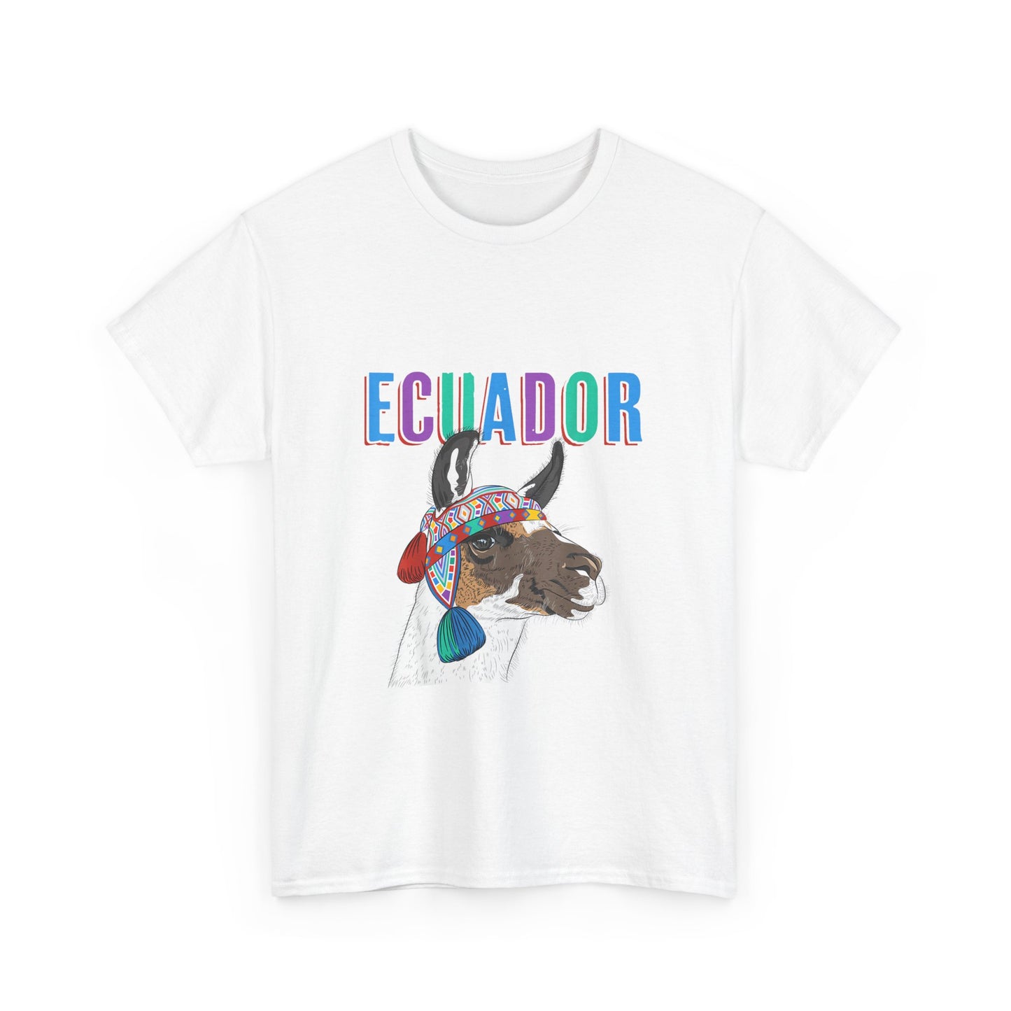 Ecuador Llama Tee, Unisex Heavy Cotton Tee, Ecuadorian Culture Shirt, Travel Gift, Ethnic Wear, Animal Lover T-Shirt