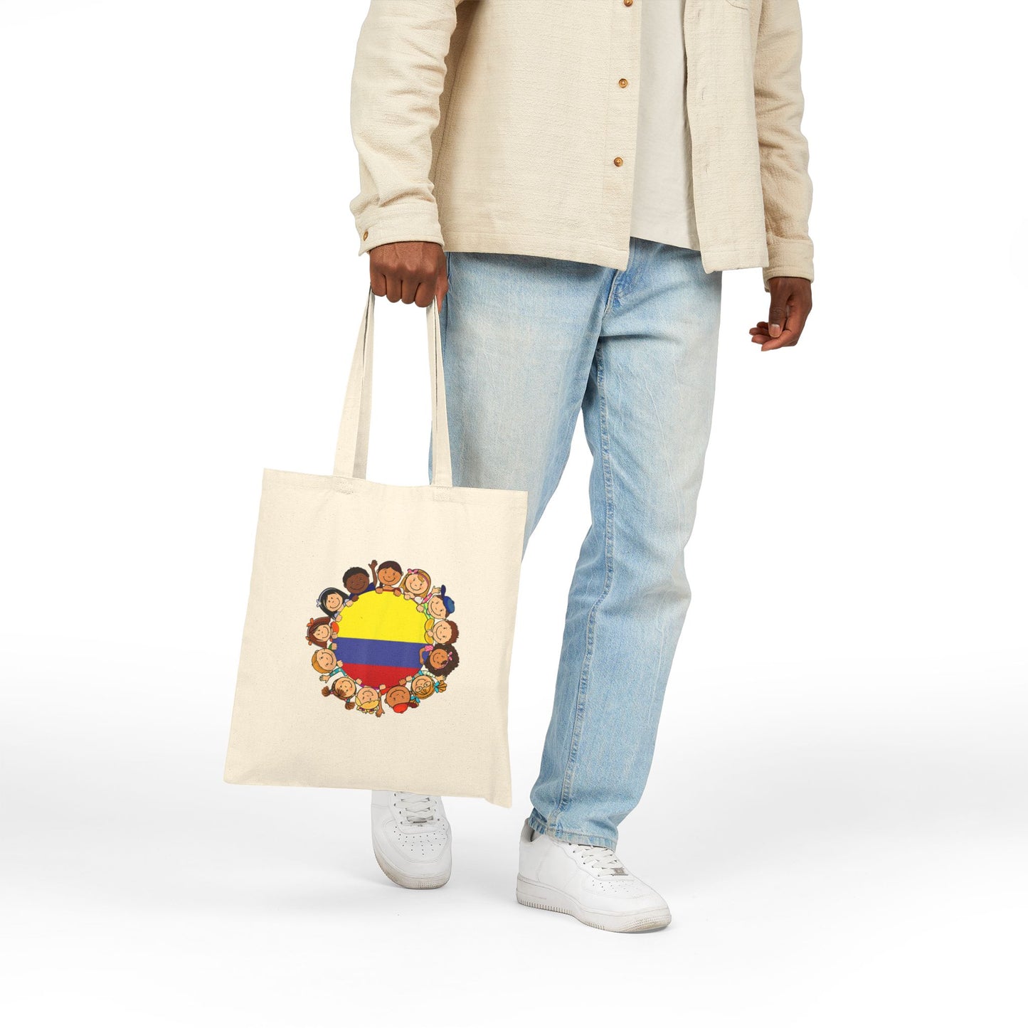 Colorful Colombia Kids Cotton Canvas Tote Bag, Eco-Friendly Shopper, Beach Tote, School Bag, Unique Gift for Kids