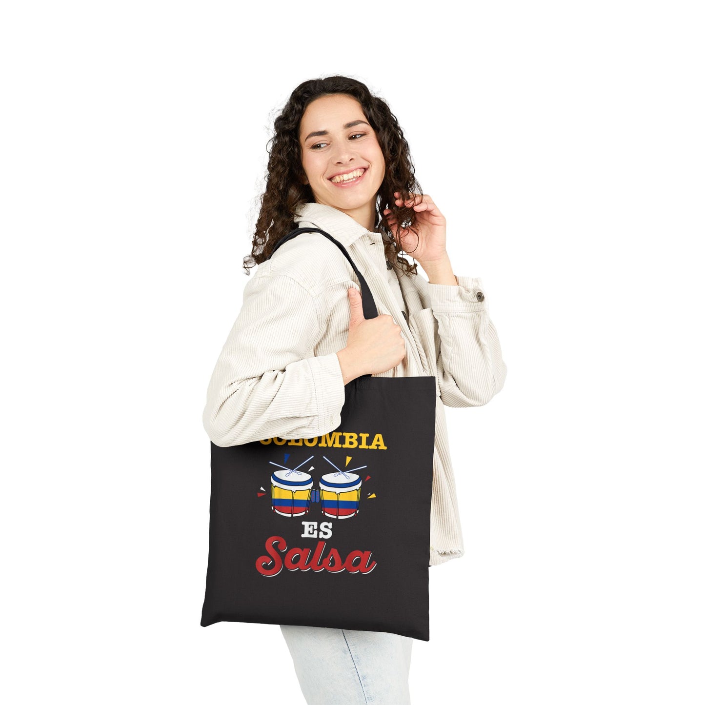 Colombia Salsa Cotton Canvas Tote Bag | Festival Bag, Shopping Tote, Eco-Friendly Bag, Gift for Salsa Lovers, Reusable Tote