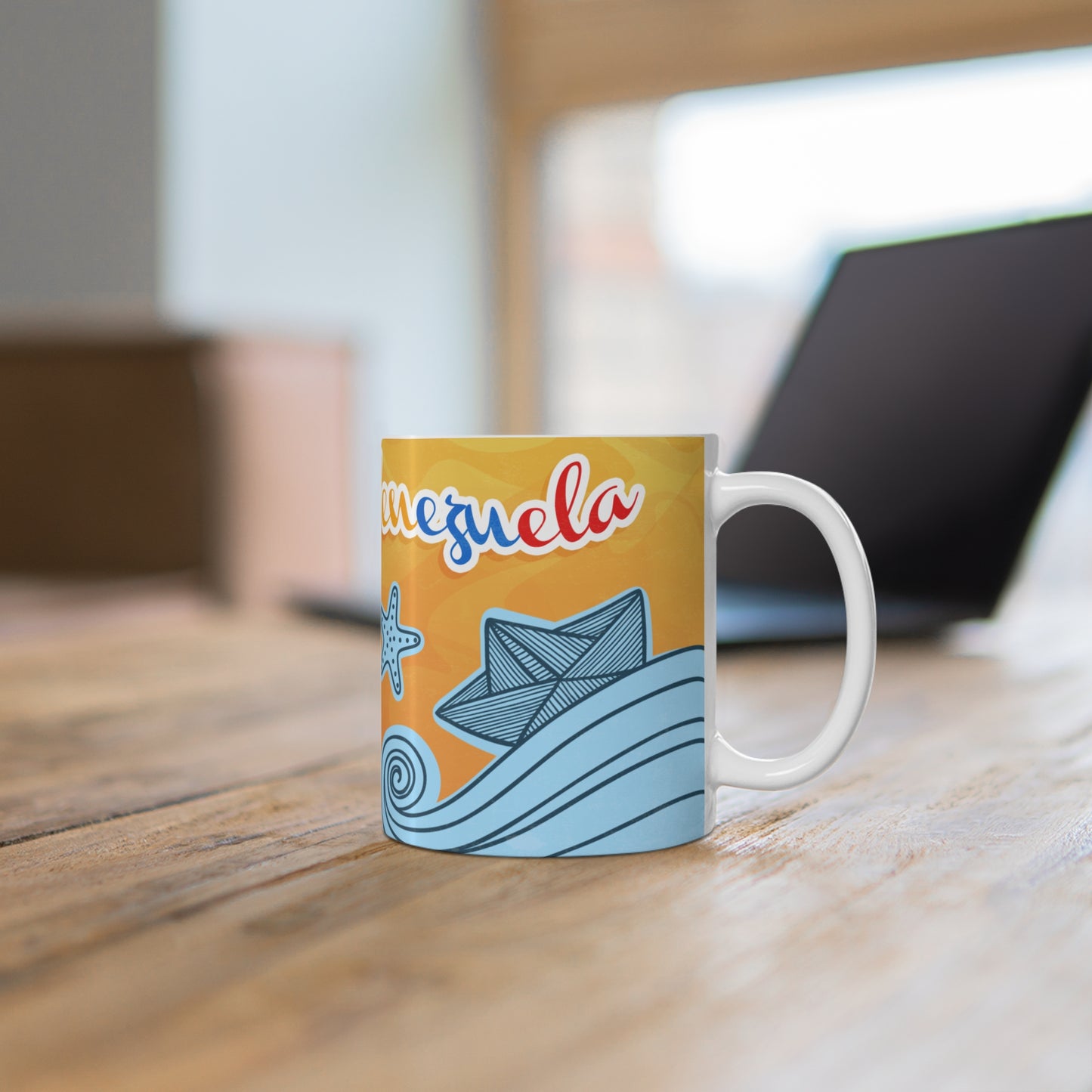Vibrant Nautical-Themed Mug, Taza Venezuela, Frases Venezolanas