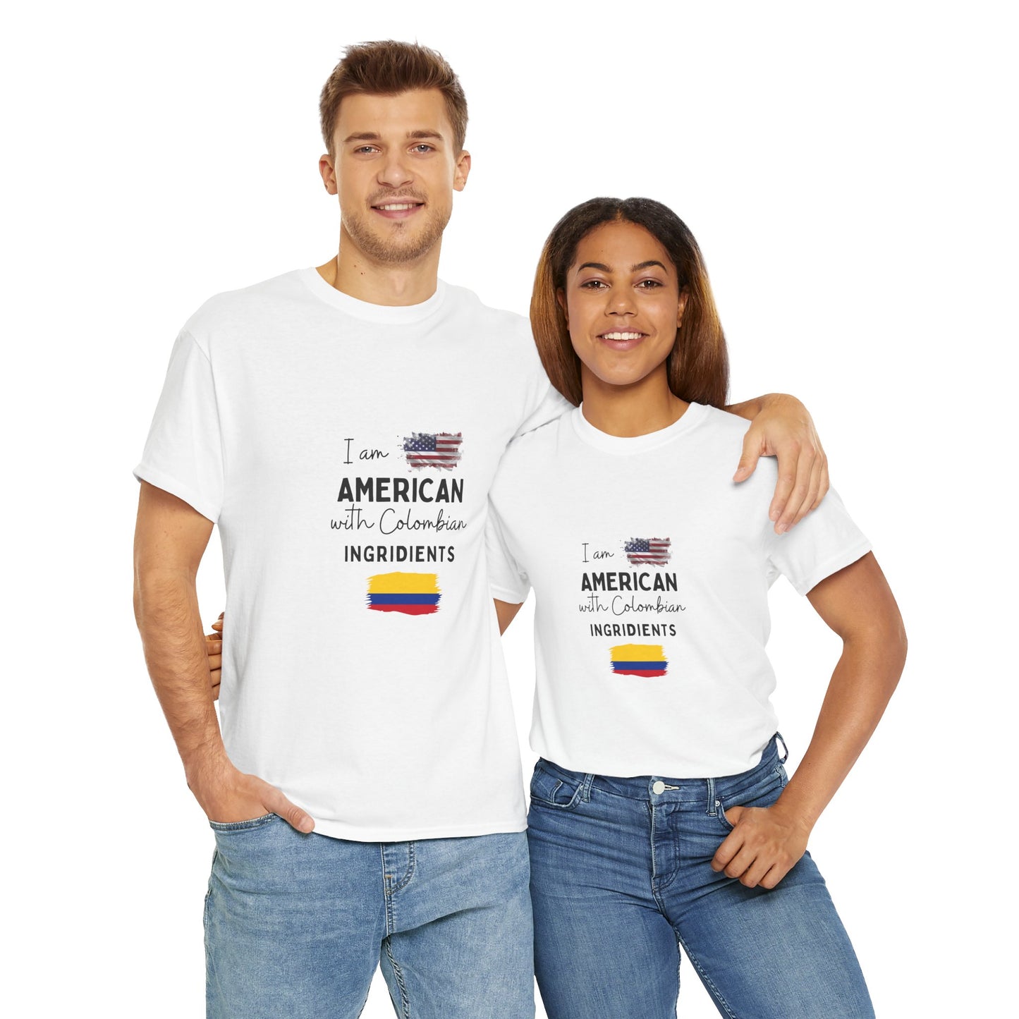 Patriotic Heritage Tee, Cultural Identity Shirt, American Colombian Pride T-Shirt, Unique Gift for Holidays, Everyday Wear