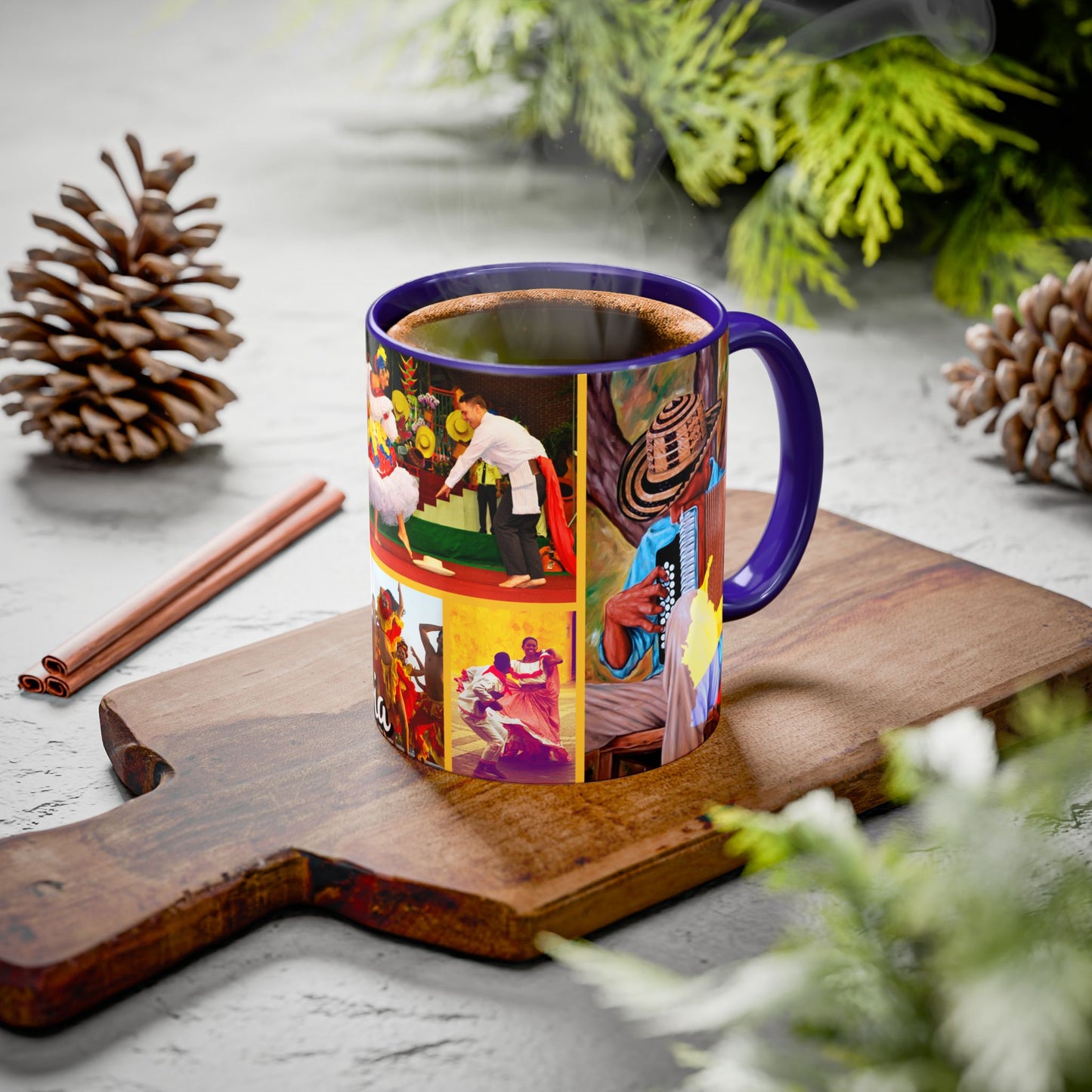 Colorful Colombian Art Mugs, Coffee Cup, Unique Gift, Vibrant Design, Home Decor, Cultural Celebrations
