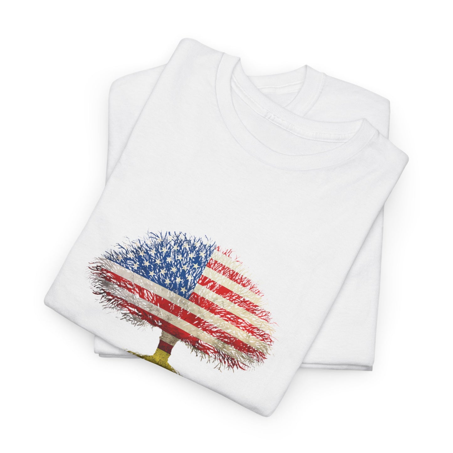 Patriotic Tree Tee - Unisex Heavy Cotton T-Shirt with American Flag Design, Outdoor Adventure Shirt, Gift for Nature Lovers, Colombian