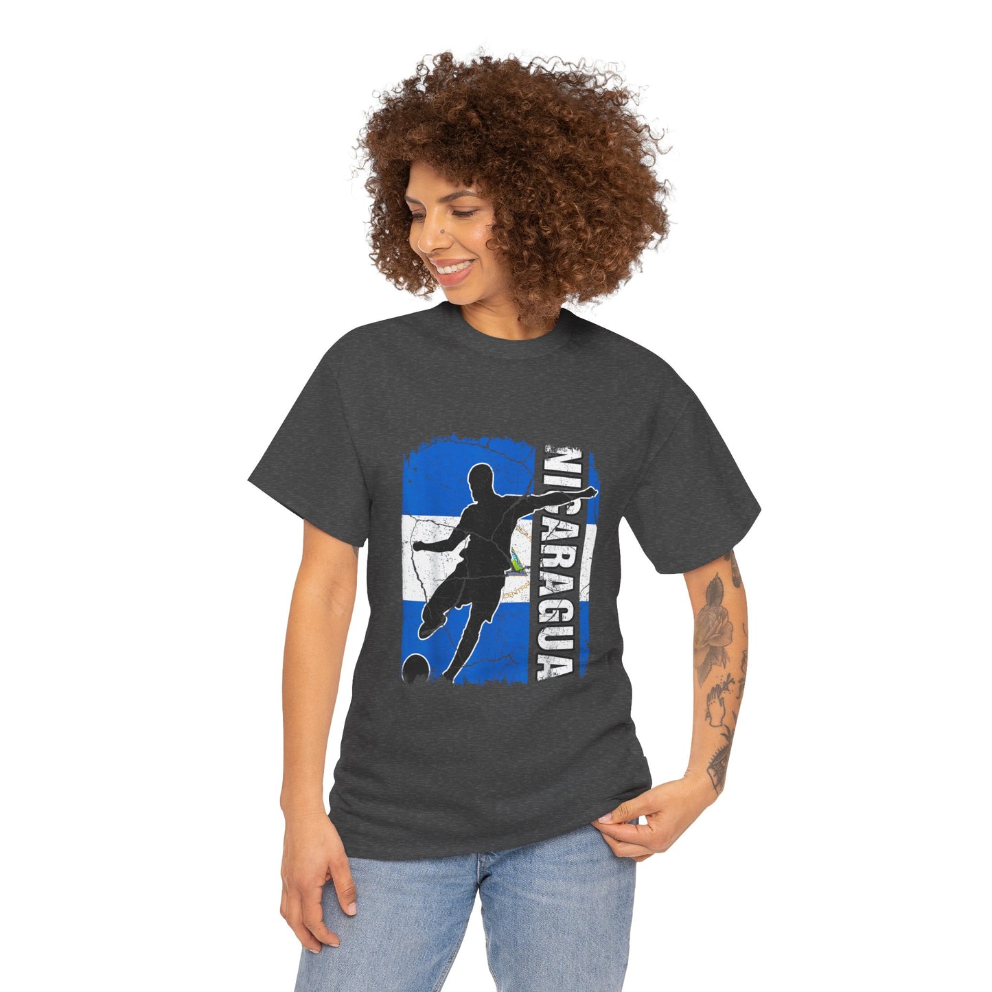 Nicaragua Soccer Unisex Heavy Cotton Tee, Casual T-Shirt, Sportswear, Gift for Soccer Fans, Travel Souvenir