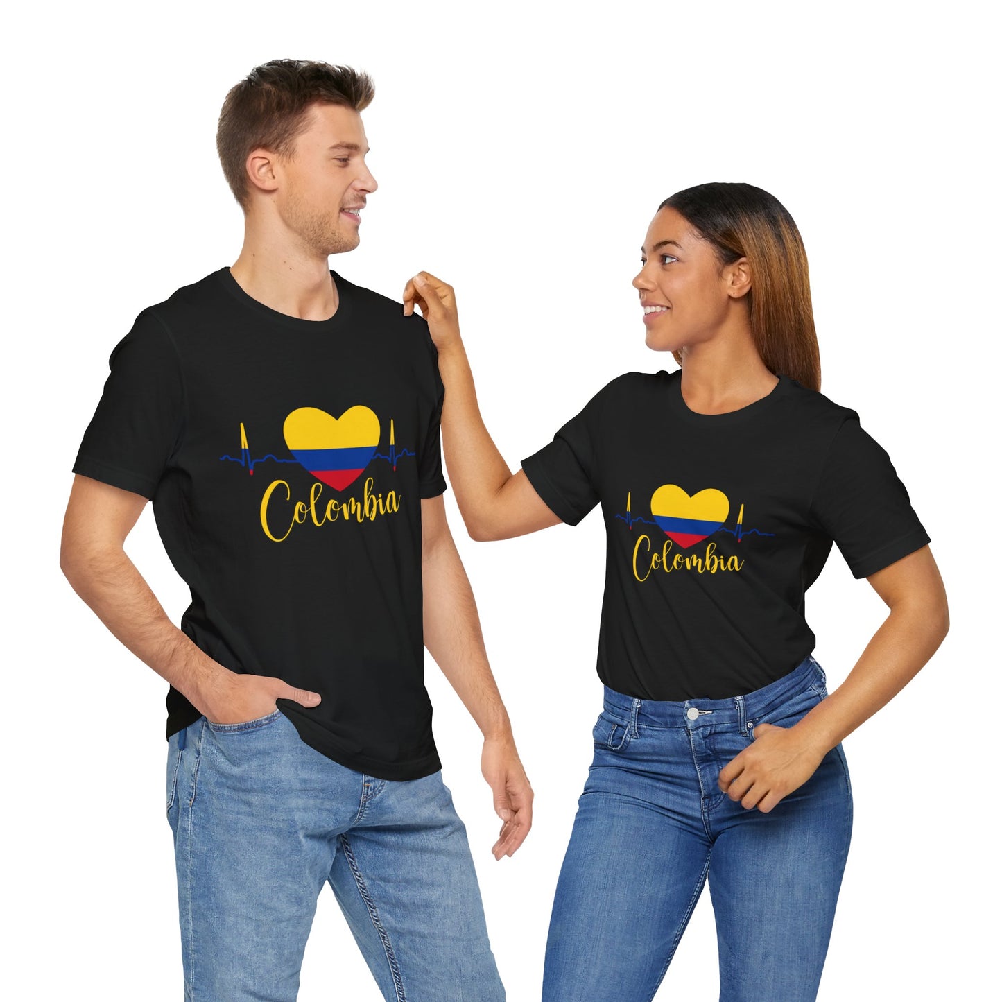 Colombia Heartbeat Tee, Unisex T-Shirt, Pride Apparel, Casual Wear, Gift for Colombians, Colombia Themed Gift