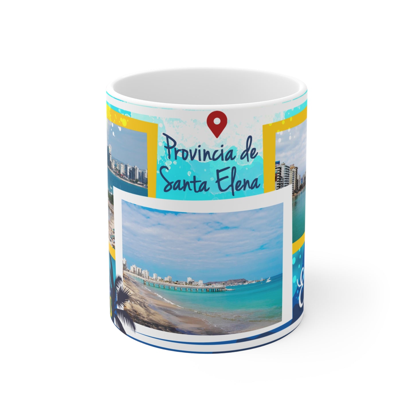 Colorful Beach Mug with Scenic Views of Santa Elena and Salinas, Coastal Gift, Travel Mug, Beach Lover's Drinkware, Taza Ecuador