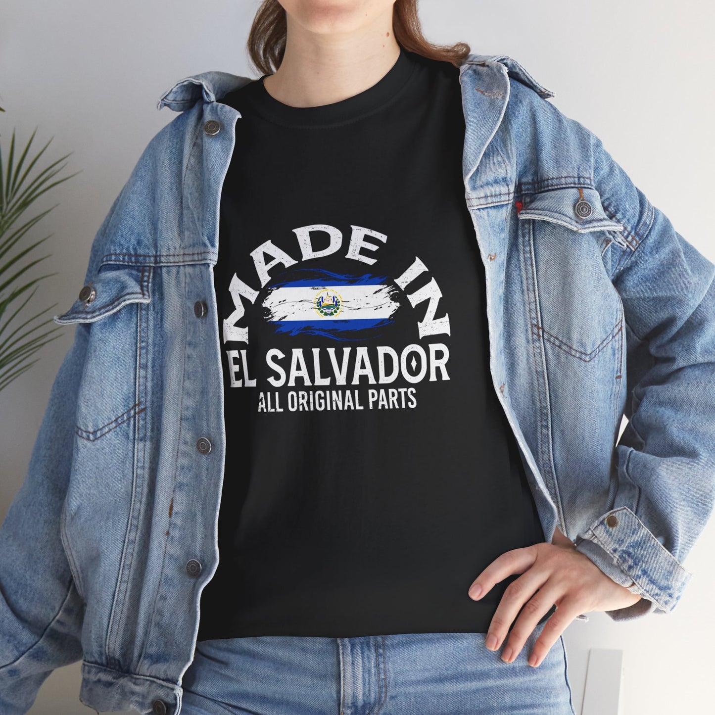 Made in El Salvador Unisex Heavy Cotton Tee, Casual T-Shirt, Gift for Salvadoran Pride, Culture Tee, Travel Souvenir, All Original Parts Tee
