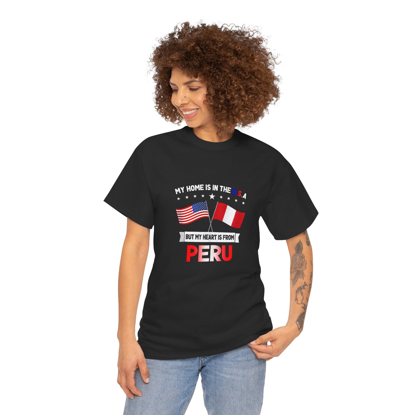 My Heart is from Peru Tee | Unisex Heavy Cotton Tee, Casual Wear, Gift for Travelers, International Pride Shirt, Unique Souvenir