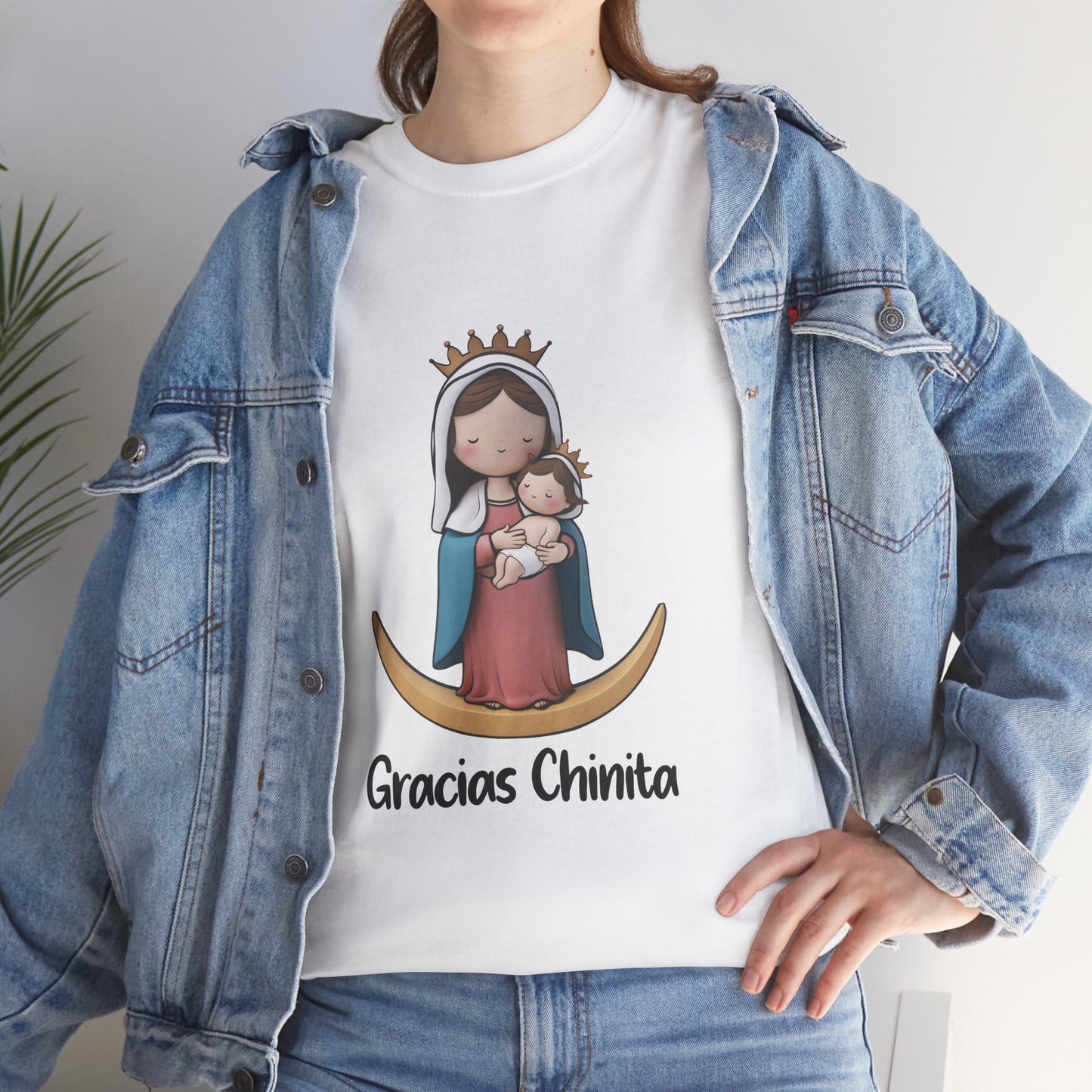 Gracias Chinita Unisex Heavy Cotton Tee, Cute Religious Shirt, Gifts for Moms, Everyday Wear, Spiritual Apparel, Faith-Based Clothing, Maracaibo