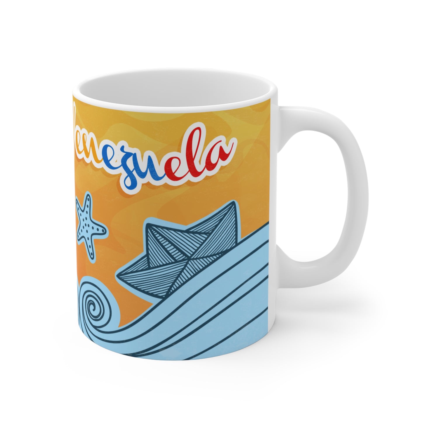 Vibrant Nautical-Themed Mug, Taza Venezuela, Frases Venezolanas