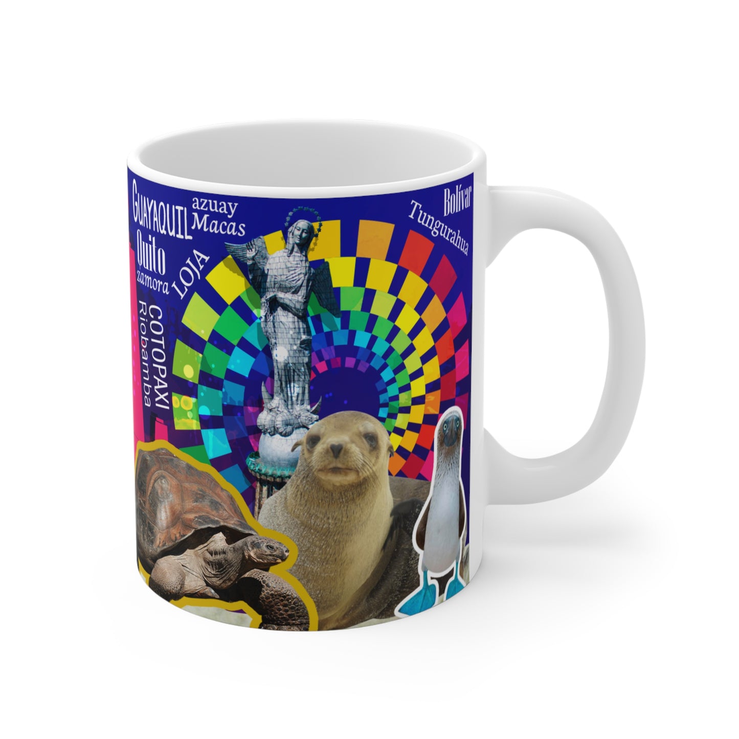 Colorful Ecuadorian Mug, Unique Coffee Cup, Travel Souvenir, Gift for Travelers, Cultural Keepsake, Fun Coffee Mug, Taza Ecuador