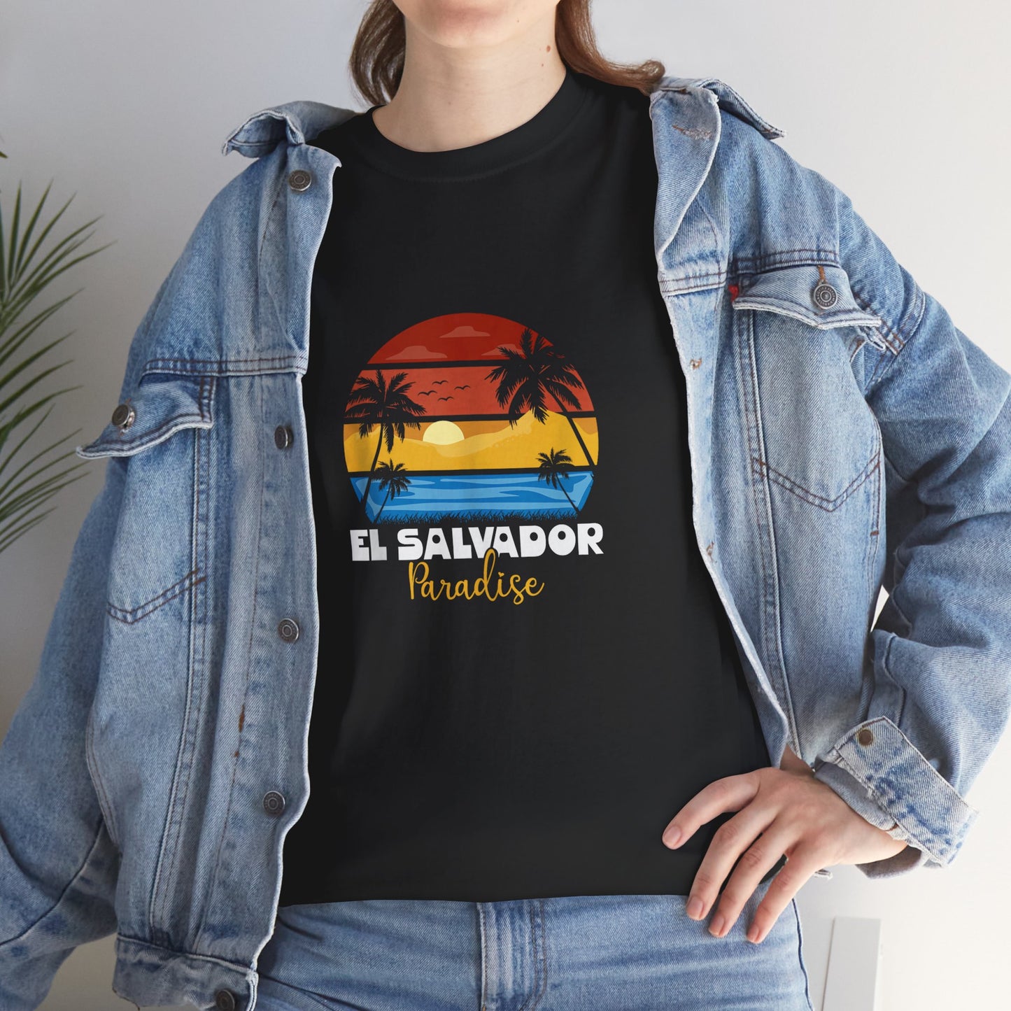 El Salvador Paradise Unisex Heavy Cotton Tee, Vacation Shirt, Beachwear, Gift for Travelers, Summer Apparel, Tropical Vibe