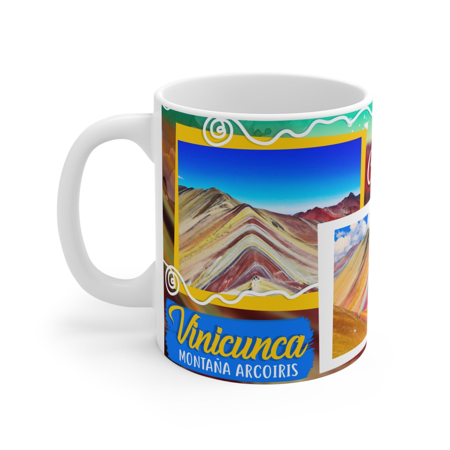 Vibrant Cusco Mug, Rainbow Mountain Coffee Cup, Travel Souvenir Gift, Colorful Ceramic Drinkware, Unique Home Decor, Taza Perú