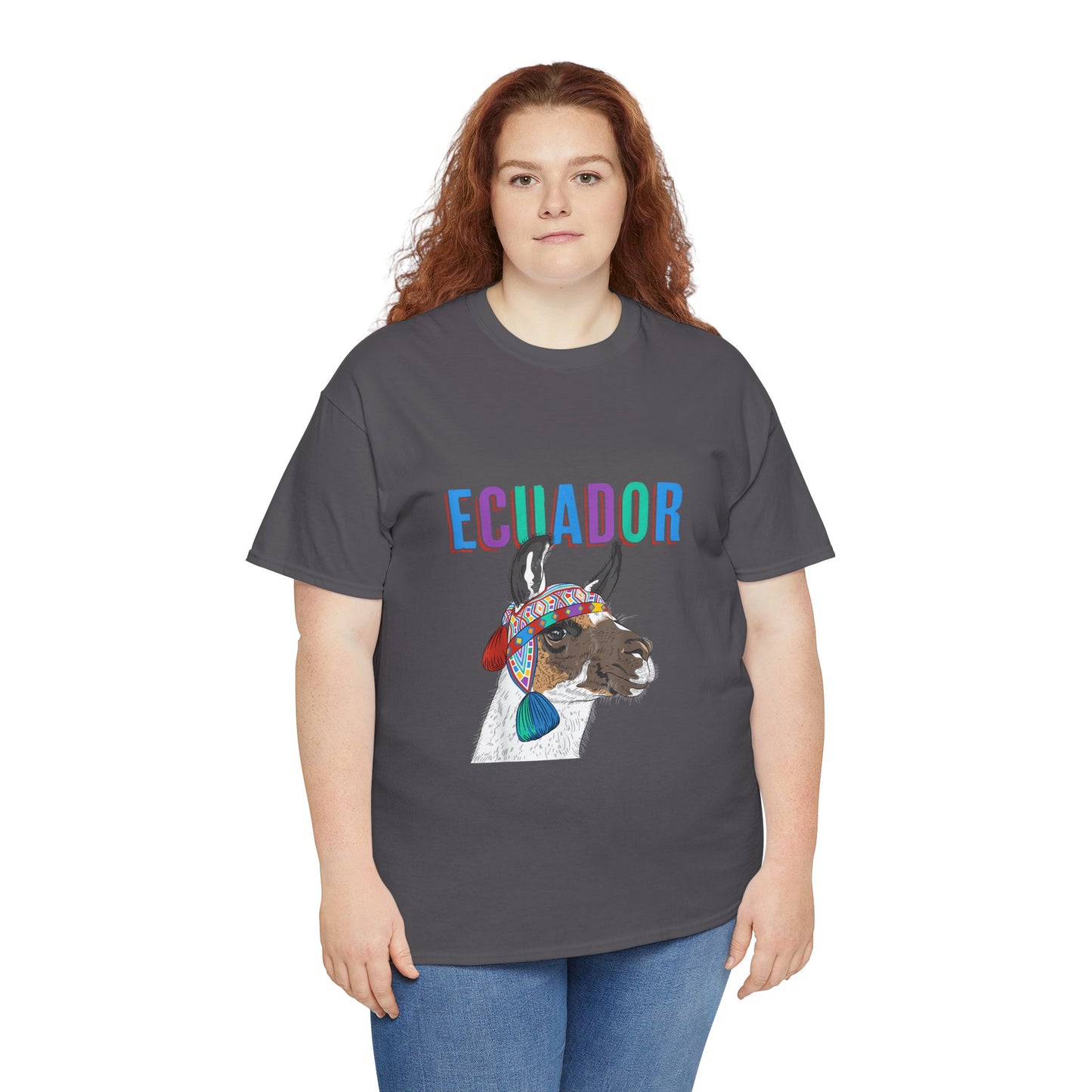 Ecuador Llama Tee, Unisex Heavy Cotton Tee, Ecuadorian Culture Shirt, Travel Gift, Ethnic Wear, Animal Lover T-Shirt
