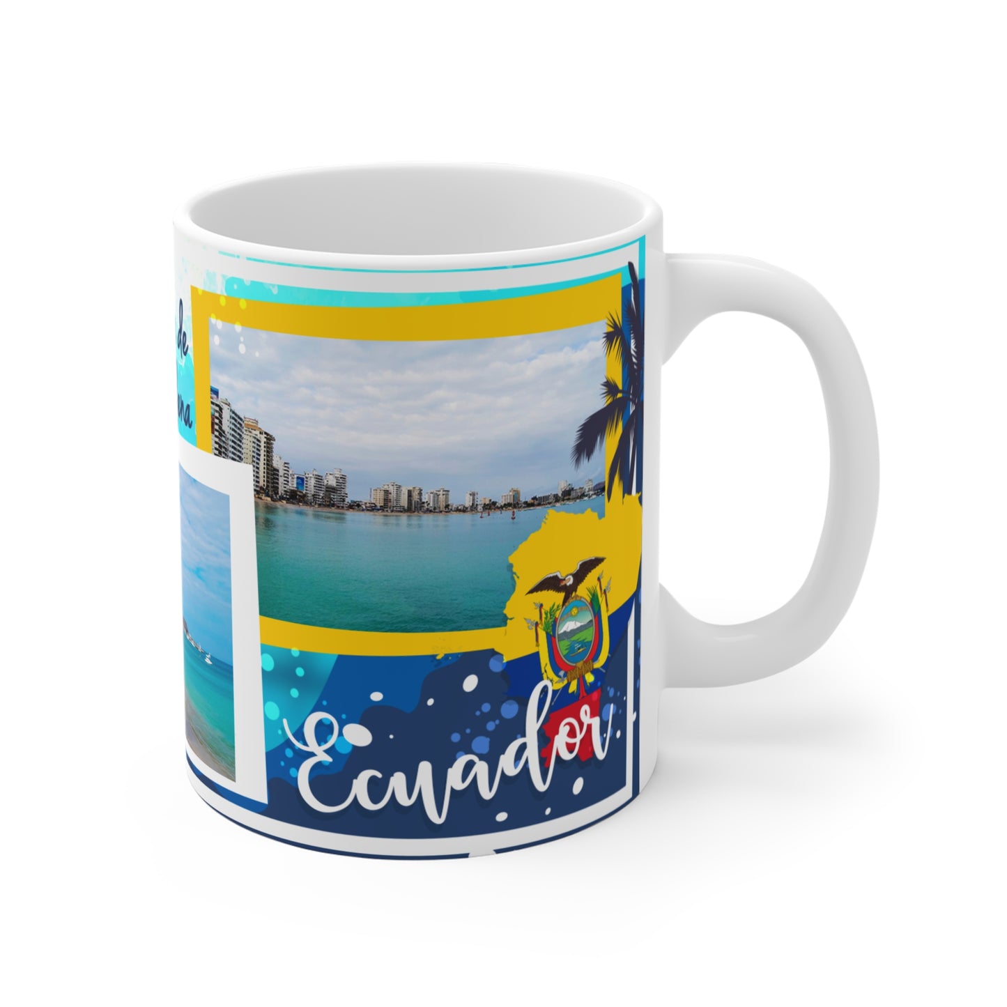 Colorful Beach Mug with Scenic Views of Santa Elena and Salinas, Coastal Gift, Travel Mug, Beach Lover's Drinkware, Taza Ecuador
