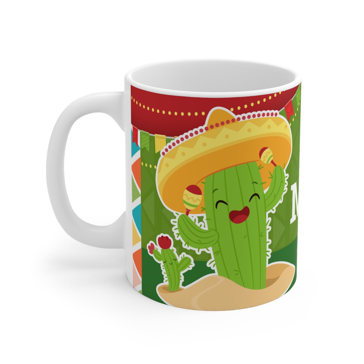 Fiesta Cactus Mug | Celebrate Mexico, Funny Drinkware, Gift for Her, Fiestas Patrias, Colorful Ceramic Cup, Taza México