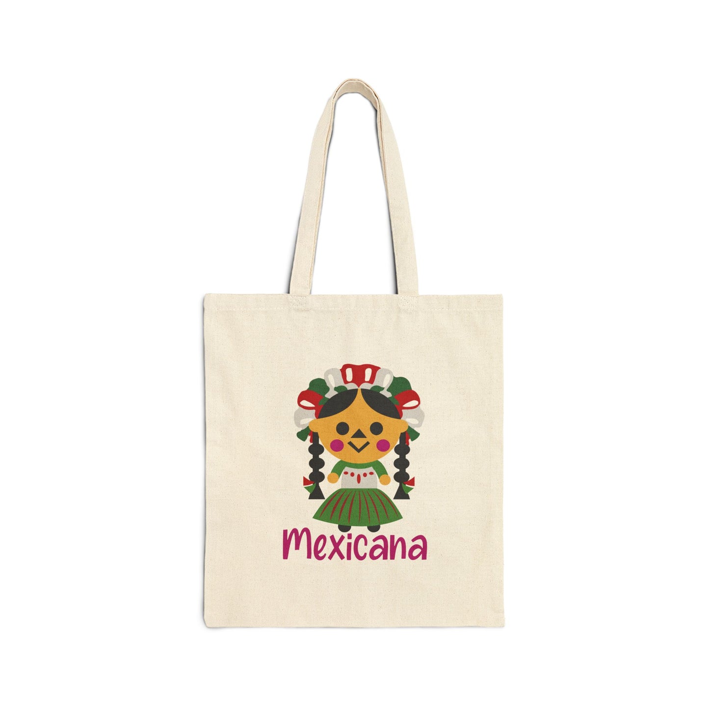 Mexicana Cotton Canvas Tote Bag, Cute Mexican Art, Eco-Friendly Grocery Bag, Festival Accessory, Travel Companion, Gifts for Her
