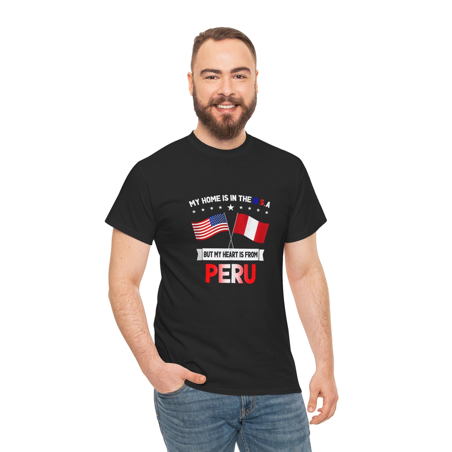 My Heart is from Peru Tee | Unisex Heavy Cotton Tee, Casual Wear, Gift for Travelers, International Pride Shirt, Unique Souvenir