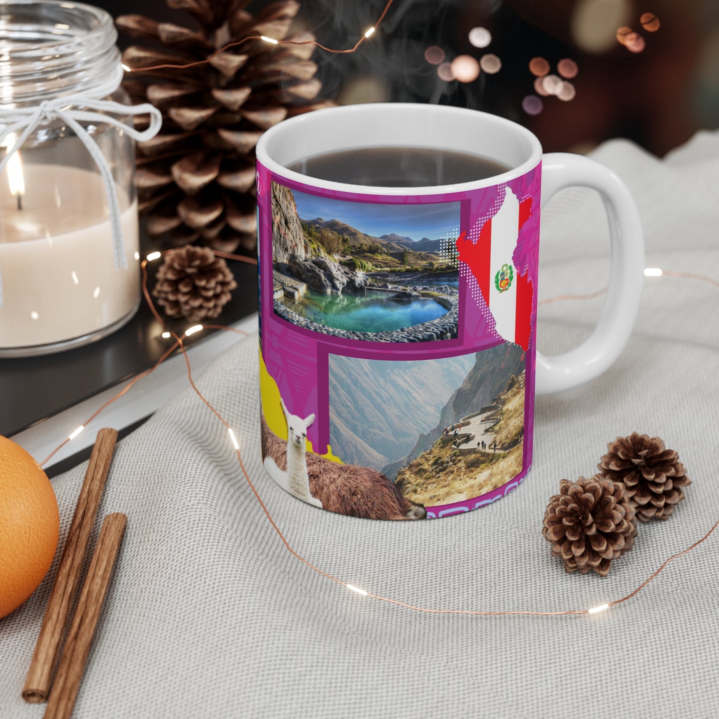 Arequipa Peru Travel Mug, 11oz Coffee Cup, Souvenir Gift, Adventure Lovers, Unique Design, Fiesta Celebration Drinkware, Taza Perú