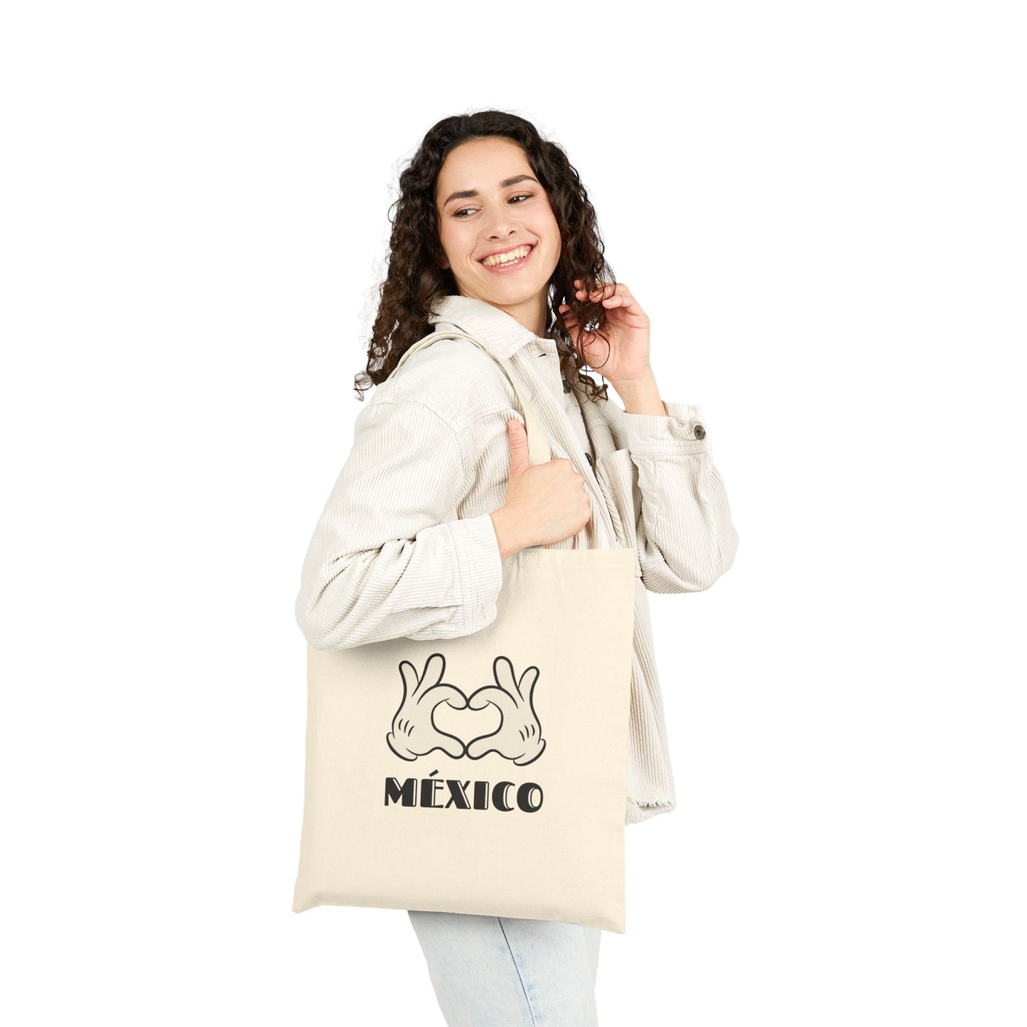 Mexico Hand Gesture Cotton Canvas Tote Bag, Eco-Friendly Shopping Tote, Gift for Travelers, Beach Bag, Everyday Purse