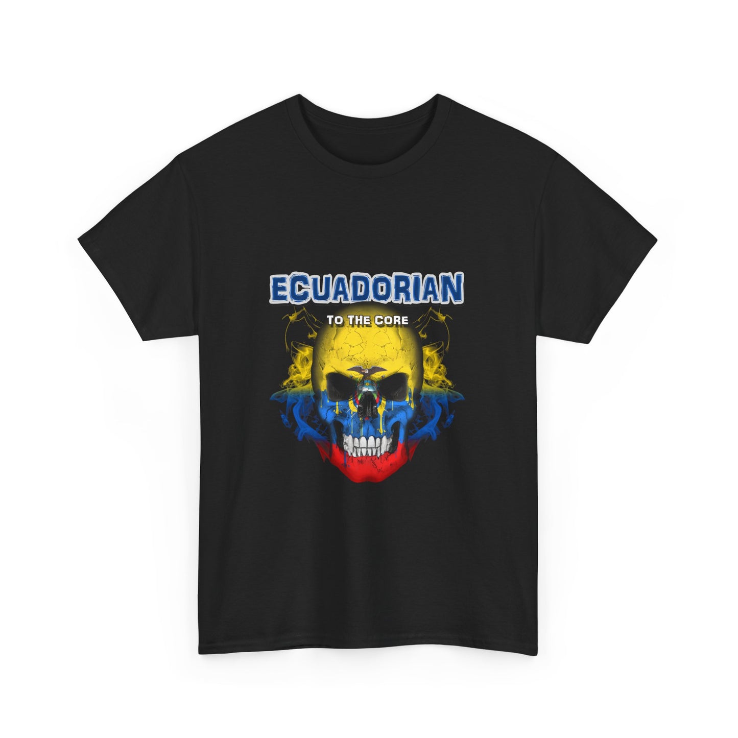 Ecuadorian Skull Tee - Unisex Heavy Cotton T-Shirt, Ecuador Pride Shirt, Skulls Design, Gift for Ecuadorians, Casual Wear, Unique Tee