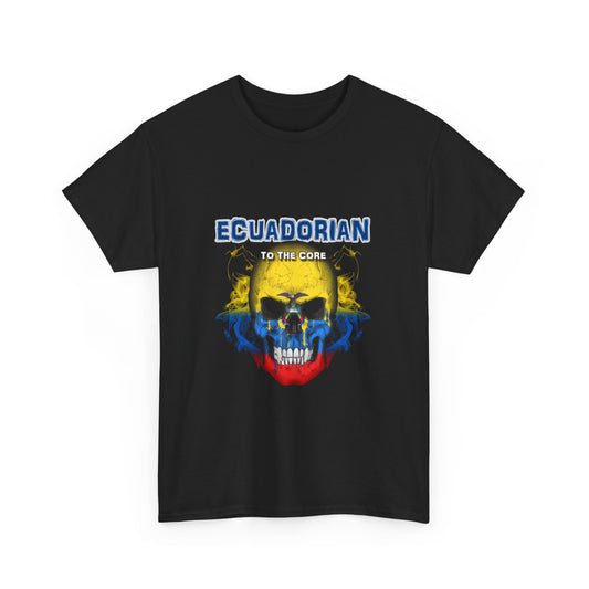 Ecuadorian Skull Tee - Unisex Heavy Cotton T-Shirt, Ecuador Pride Shirt, Skulls Design, Gift for Ecuadorians, Casual Wear, Unique Tee
