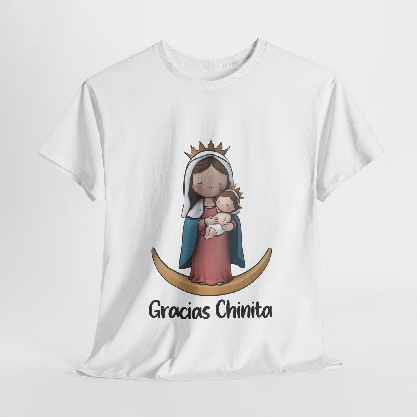 Gracias Chinita Unisex Heavy Cotton Tee, Cute Religious Shirt, Gifts for Moms, Everyday Wear, Spiritual Apparel, Faith-Based Clothing, Maracaibo