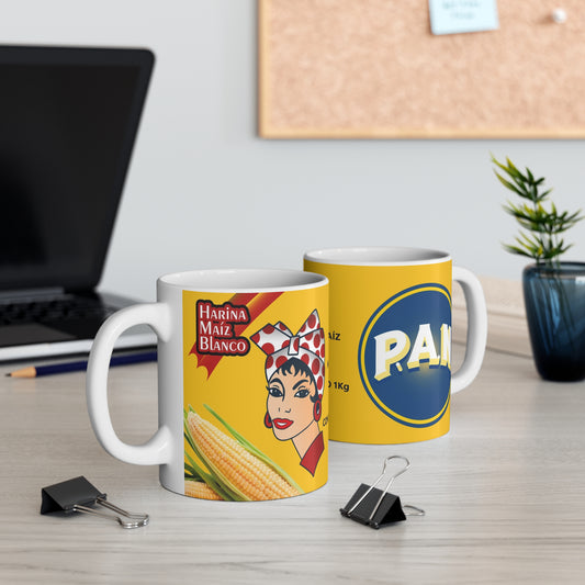 Harina Pan Inspired Mug, Retro Kitchen Decor, Perfect Gift for Food Lovers, Coffee Tea Cup, Nostalgic Vintage Style, Taza Venezuela