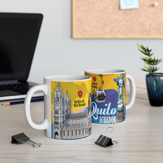Ecuadorian Cityscape Coffee Mug, Travel Gift, Souvenir Mug, Quito Decor, National Pride, Unique Beverage Cup, Taza Ecuador