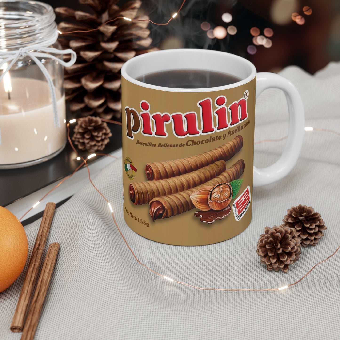Delightful Pirulin Mug | Chocolate Hazelnut Cup, Gifts for Foodies, Coffee Lovers, Snack Enthusiasts, Cute Kitchen Decor, Taza Venezuela