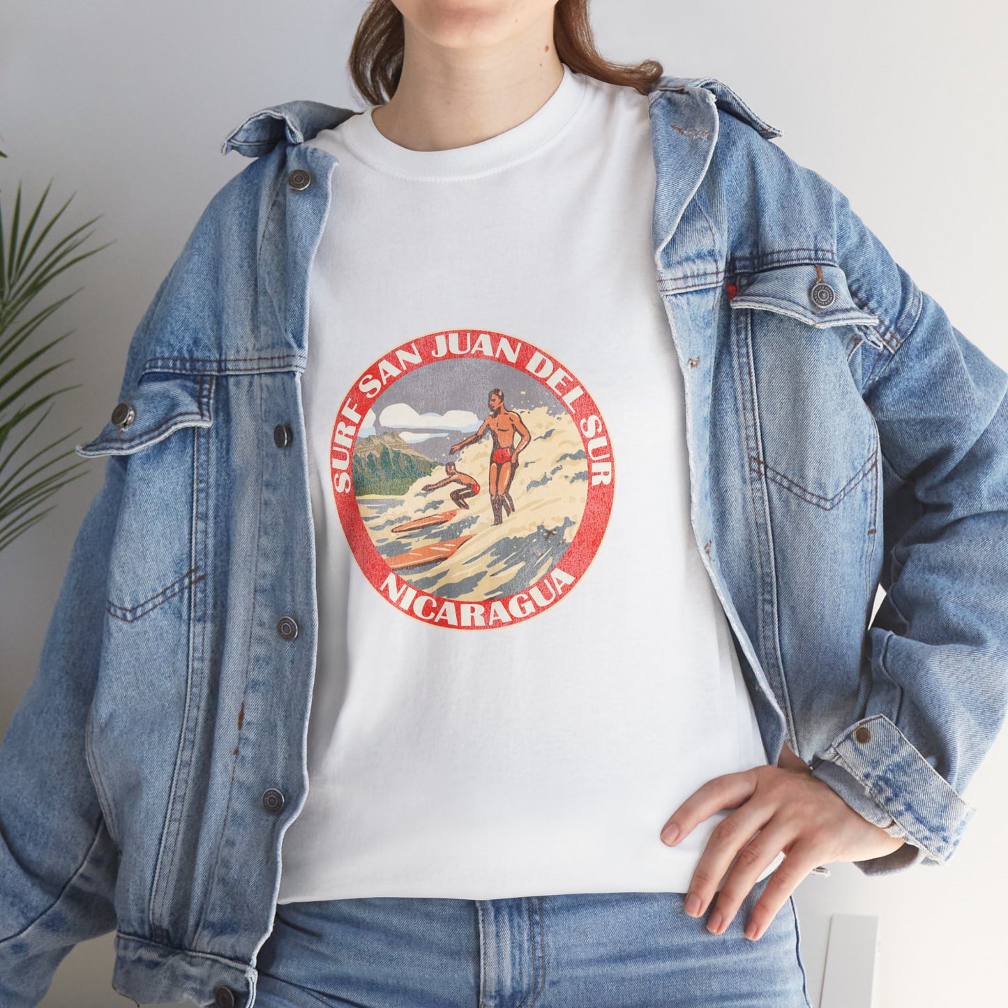 Vintage Nicaragua Surf Tee, Unisex Heavy Cotton T-Shirt, Beach Vibes, Summer Casual Wear, Gift for Surf Lovers, Retro Travel Shirt