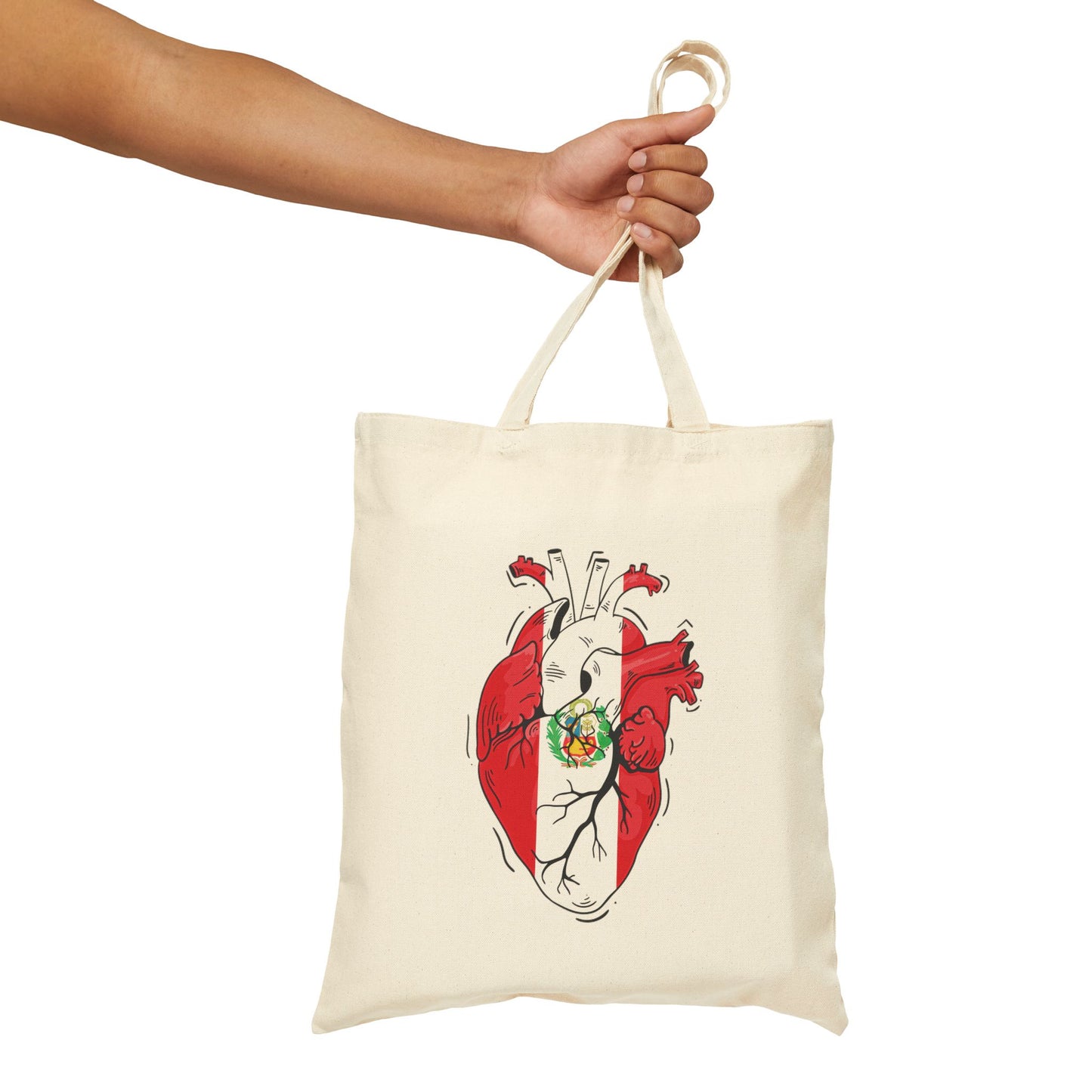 Heart Art Cotton Canvas Tote Bag, Eco-Friendly Tote, Gift for Art Lovers, Boho Bag, Reusable Shopping Tote, Heart Design Carryall, Bolso Peruano