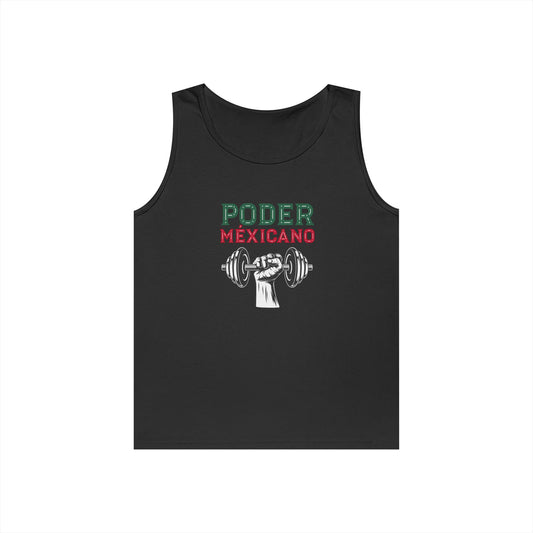 Mexican Strength Unisex Cotton Tank Top, Workout Clothing, Fitness Apparel, Gift for Gym Lovers, Summer Activewear, Poder Mexicano