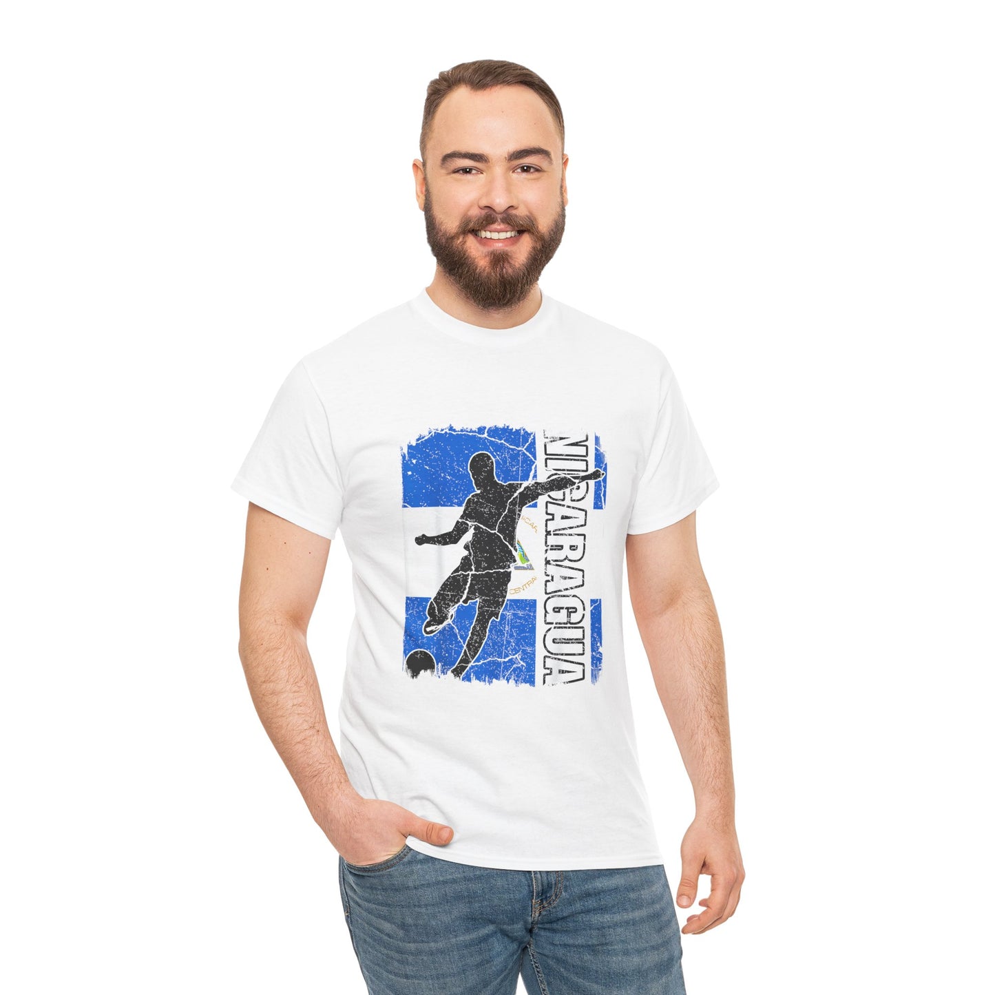 Nicaragua Soccer Unisex Heavy Cotton Tee, Casual T-Shirt, Sportswear, Gift for Soccer Fans, Travel Souvenir