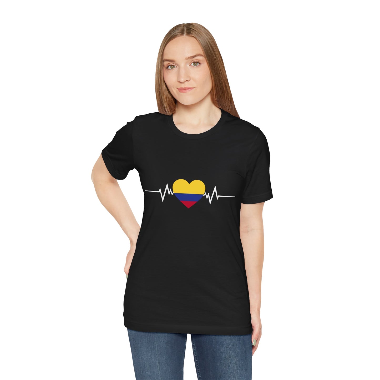Colombian Heartbeat Tee - Unisex Jersey Short Sleeve T-Shirt, Casual Wear, Gift for Music Lovers, Heartbeat Design, Travel Apparel, [...]