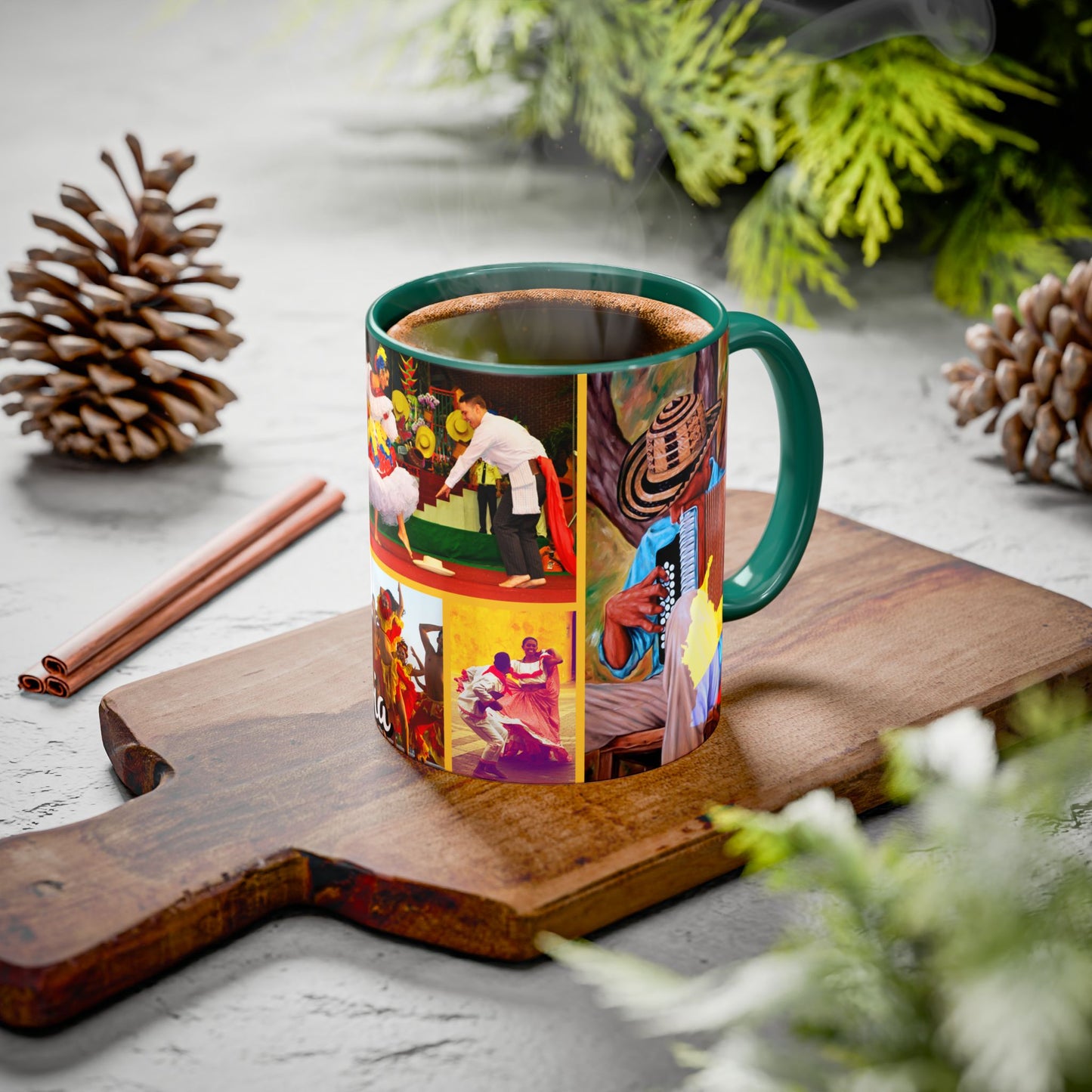 Colorful Colombian Art Mugs, Coffee Cup, Unique Gift, Vibrant Design, Home Decor, Cultural Celebrations