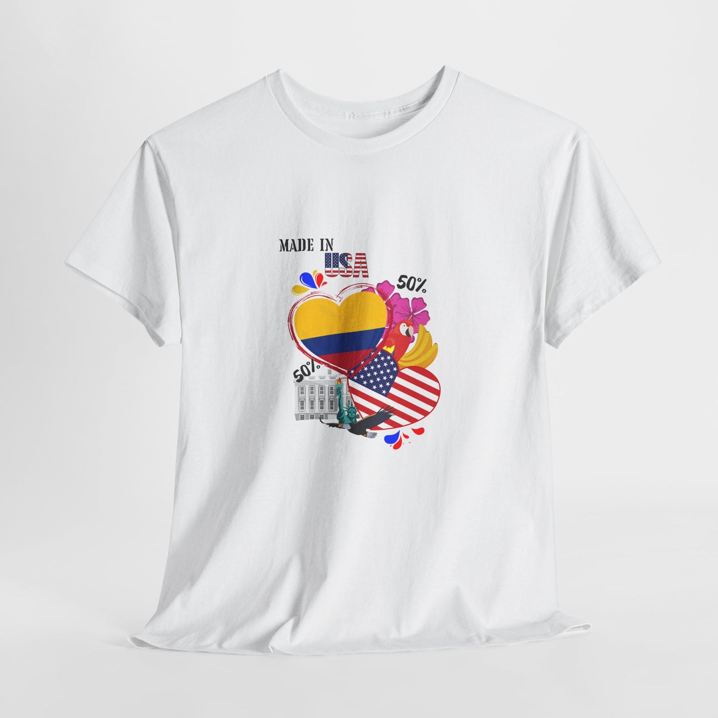 Proud Heart Graphic Tee, Unisex Cotton T-Shirt for Celebrations, Colombia T-shirt, Everyday Wear, Gift for Friends