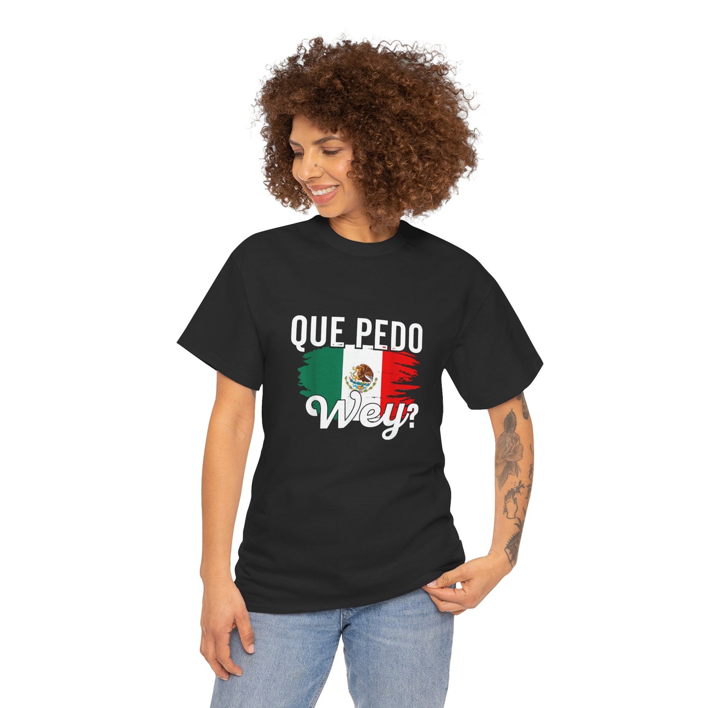 Mexican Pride Tee, Unisex Heavy Cotton Shirt with Colors of Mexico, Que Pedo Wey Graphic Top, Casual Wear, Gifts for Friends