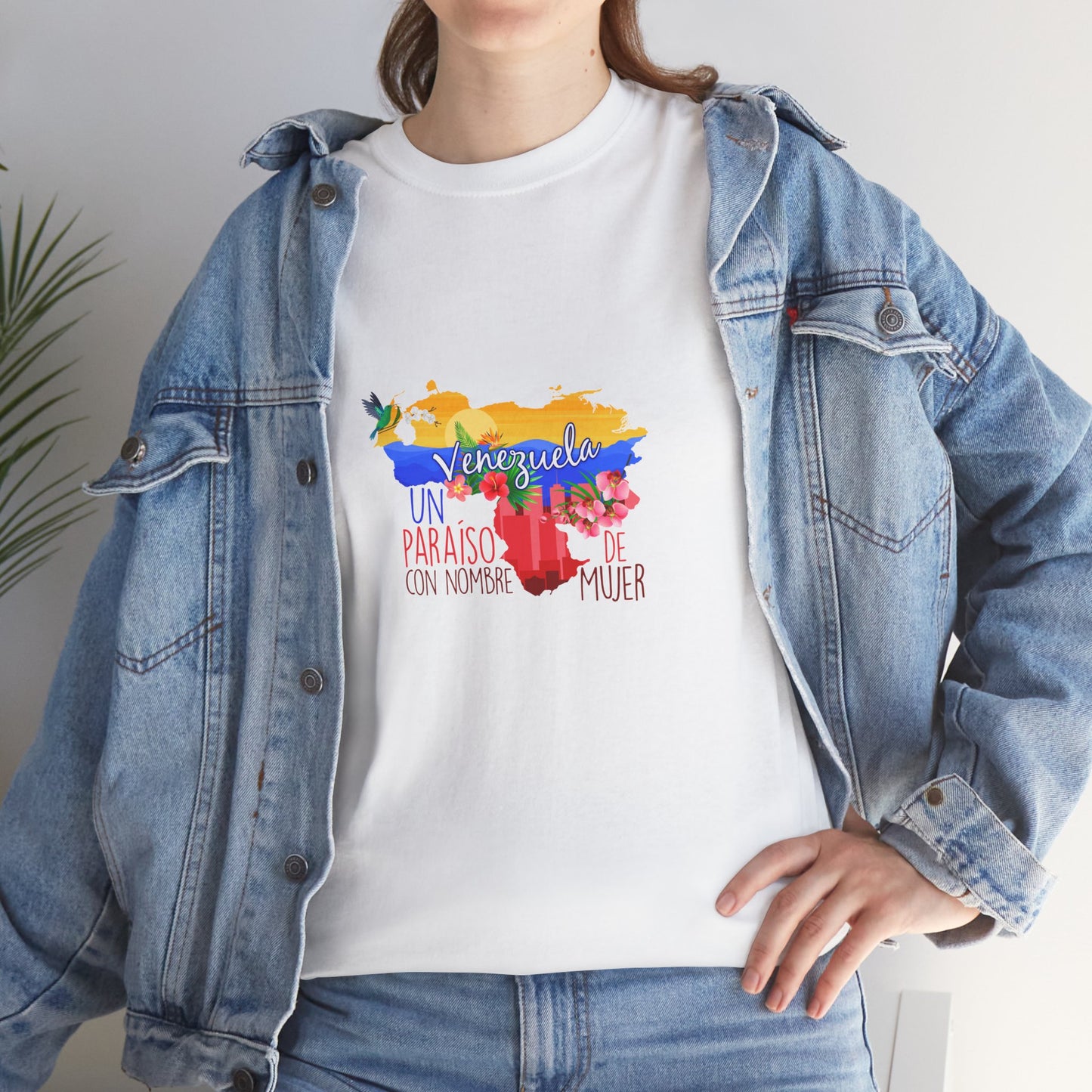 Vibrant Paradise Unisex Heavy Cotton Tee, Gift for Nature Lovers, Casual Wear, Summer Outfit, Venezuela Shirt