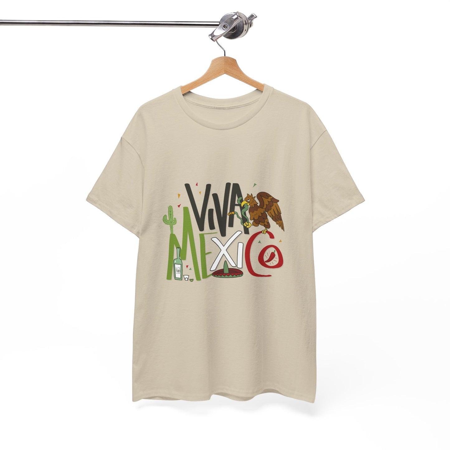 Viva Mexico Unisex Heavy Cotton Tee, Casual Summer Shirt, Travel Tee, Mexico Pride T-Shirt, Gift for Language Lovers