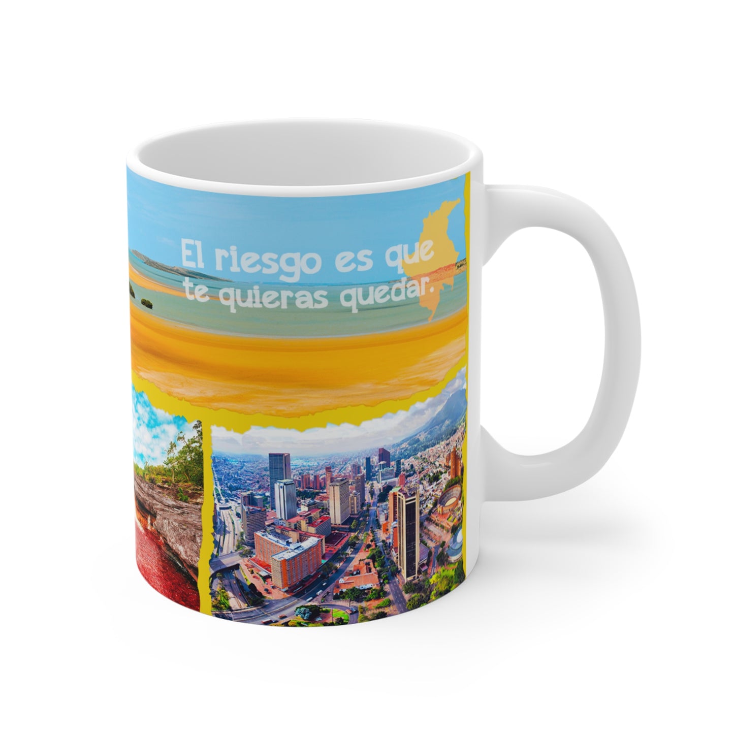 Vibrant Travel Mug - Explore Colombia, Adventure Coffee Cup, Colorful Souvenir Mug, Travel Lover Gift, Beach Vibe Drinkware