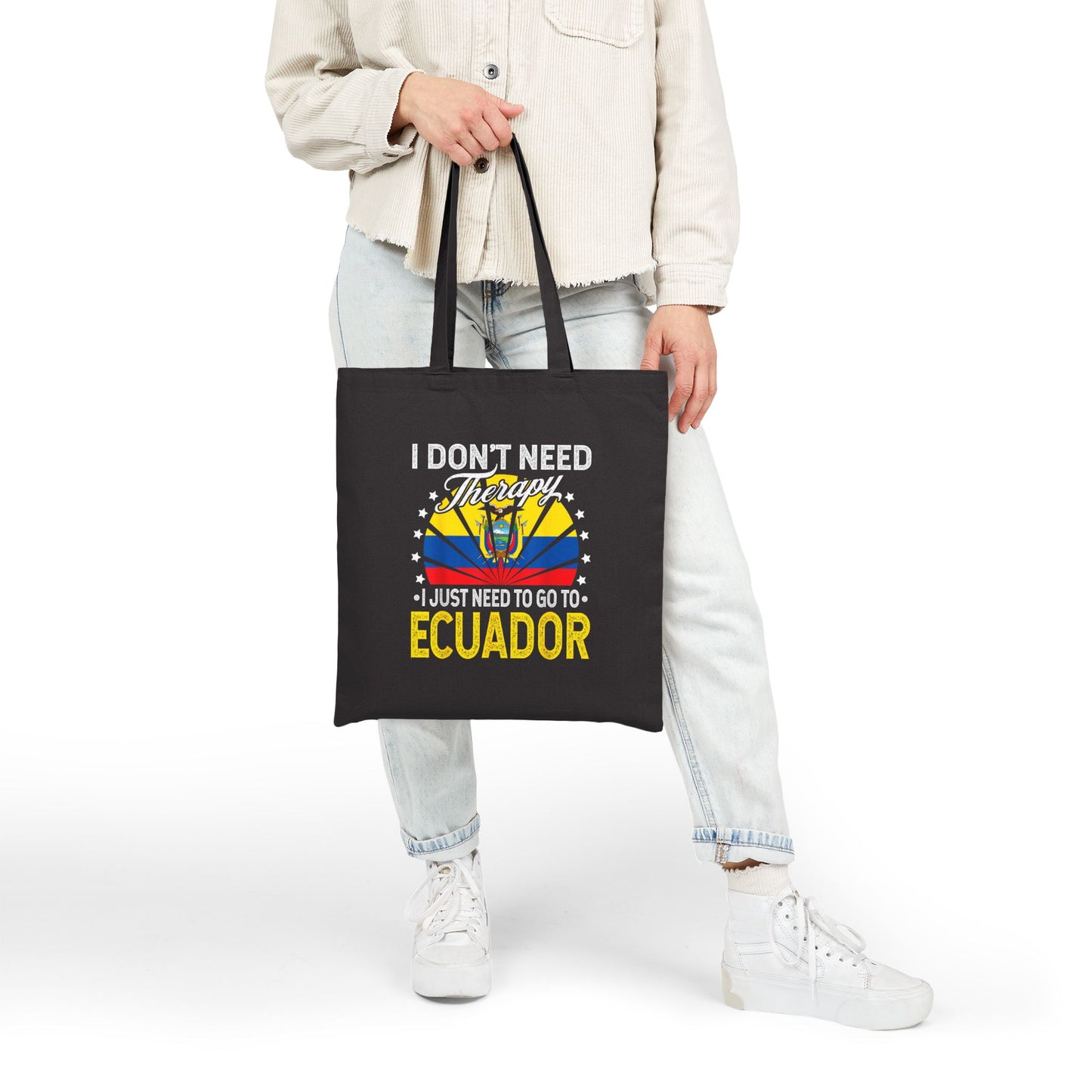 Ecuador Therapy Quote Tote Bag, Cute Tote for Travel Lovers, Eco-Friendly Shopping Tote, Gift for Wanderlust Friends, Funny Canvas Bag