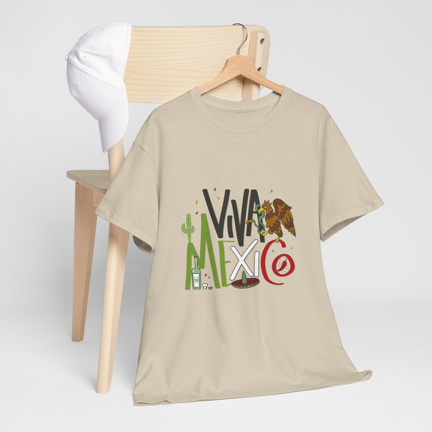 Viva Mexico Unisex Heavy Cotton Tee, Casual Summer Shirt, Travel Tee, Mexico Pride T-Shirt, Gift for Language Lovers