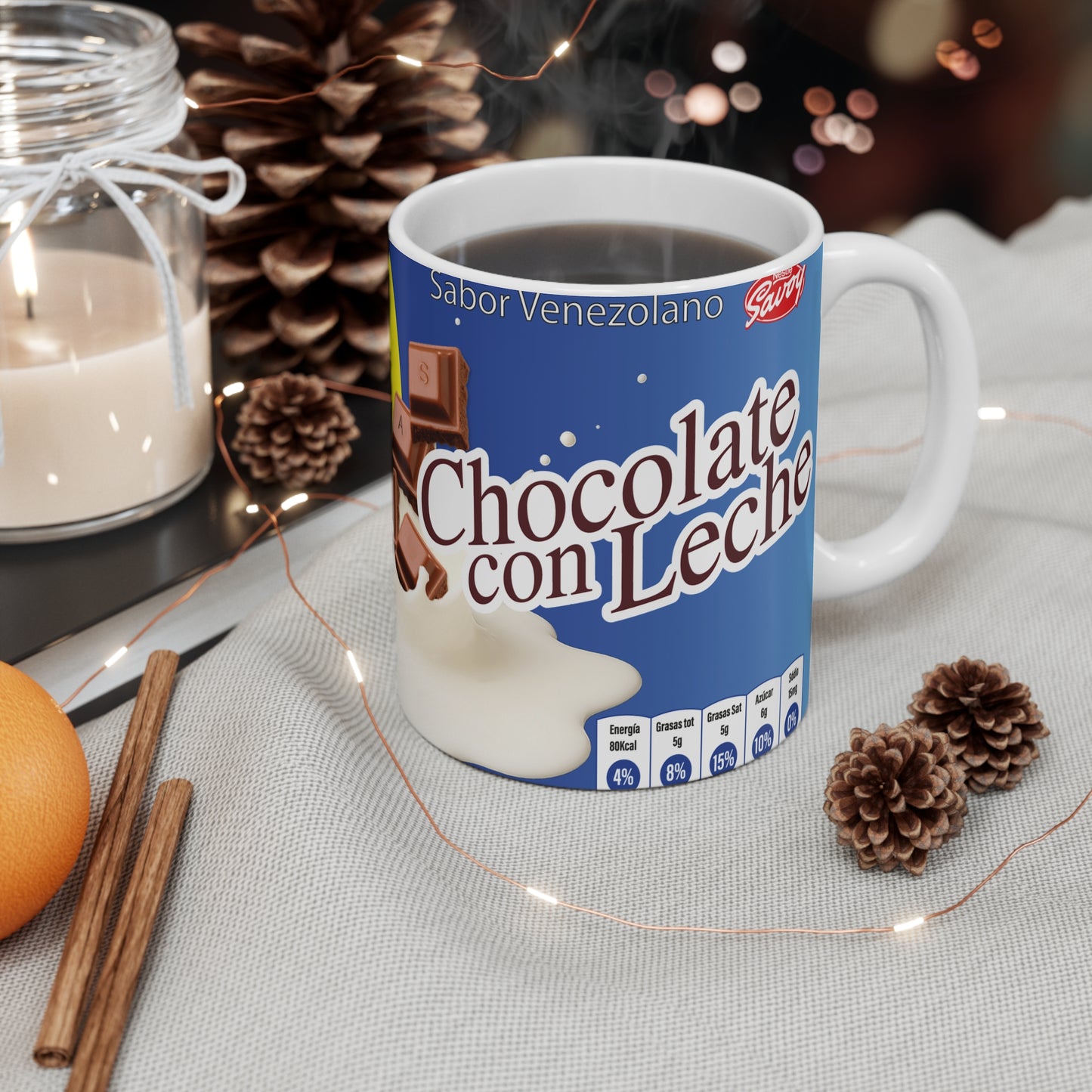 Colorful Chocolate Mug, Fun Gift Mug, Cozy Coffee Mug, Retro Design Mug, Nestlé Inspired Mug, Taza Venezolana